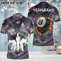 Maxcorners Player Billiards 8 Ball Fire Smoke Personalized Name 3D Shirt (Multi Color Options)