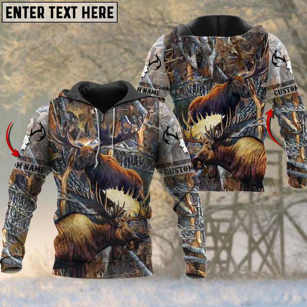 Maxcorners Custom Name Hunting Moose Autunm Style Shirt 3D All Over Printed Clothes