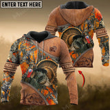 Maxcorners Personalized Name Turkey Hunting Zipper Leather Pattern 3D All Over Printed Clothes