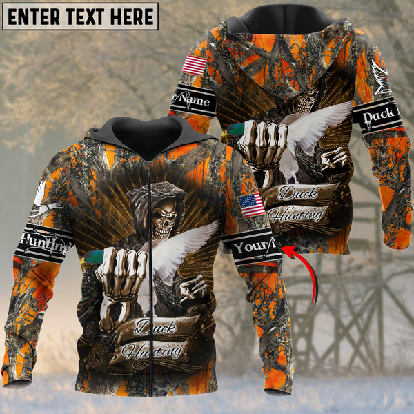 Maxcorners Personalized Name Duck Skull Hunting 3D All Over Printed Clothes