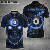 Maxcorners Billiards Ball 8 Skull Fire Personalized Name, Team Name Unisex Shirt ( 4 Colors )