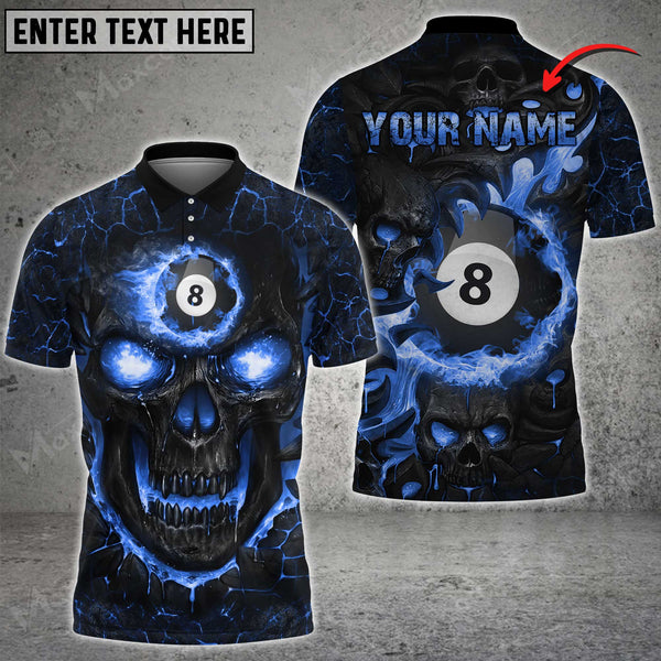 Maxcorners Billiards Ball 8 Skull Fire Personalized Name, Team Name Unisex Shirt ( 4 Colors )