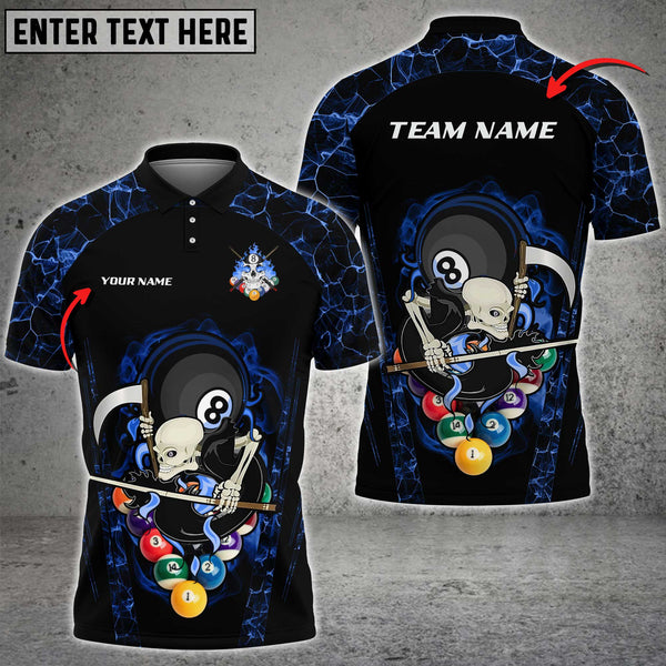Maxcorners Billiards 8 Ball Skull Personalized Name, Team Name Unisex Shirt ( 6 Colors )