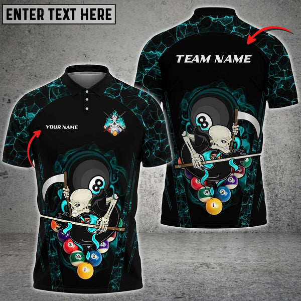 Maxcorners Billiards 8 Ball Skull Personalized Name, Team Name Unisex Shirt ( 6 Colors )