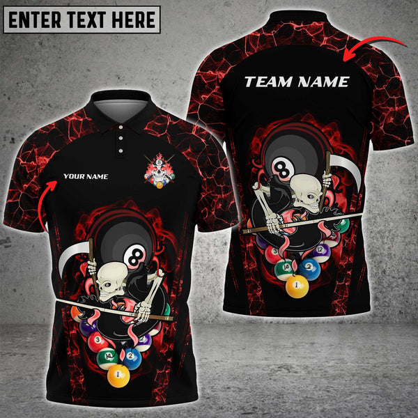 Maxcorners Billiards 8 Ball Skull Personalized Name, Team Name Unisex Shirt ( 6 Colors )