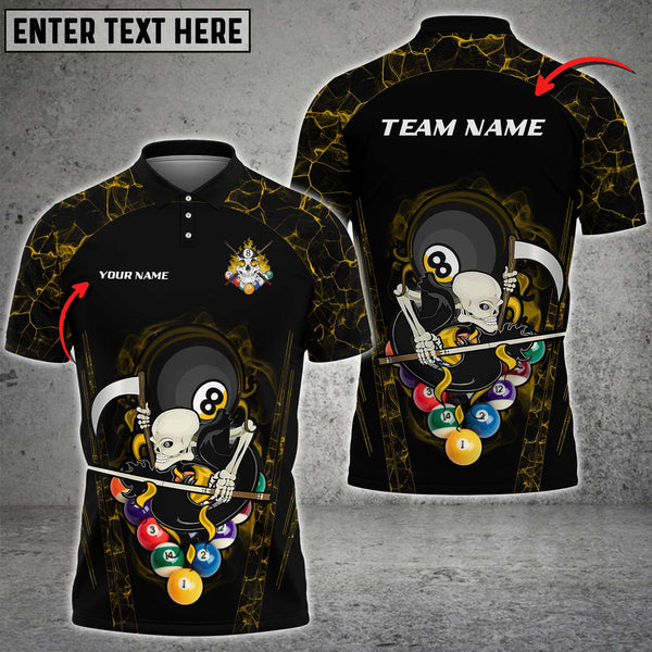 Maxcorners Billiards 8 Ball Skull Personalized Name, Team Name Unisex Shirt ( 6 Colors )