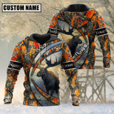 Maxcorners Custom Name Hunting Moose Camo US Flag 3D All Over Printed Clothes