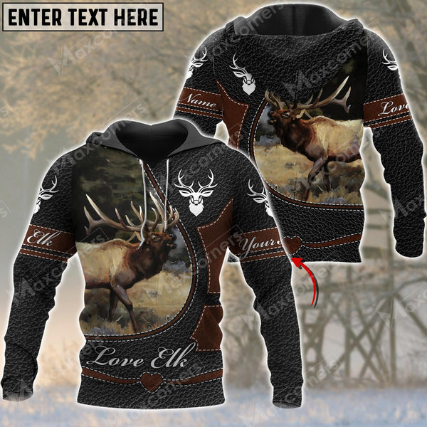 Maxcorners Personalized Name Love Elk Hunting 3D All Over Printed Clothes