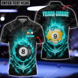 Maxcorners Billiards Fire Flame Smoke Personalized Name, Team Name Unisex Shirt ( 6 Colors )