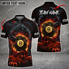 Maxcorners Billiards Skull & Dragon Fight Personalized Name, Team Name Unisex Shirt ( 4 Colors )