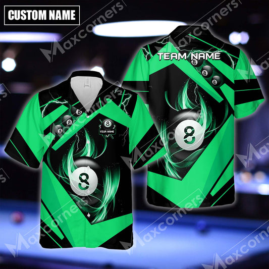 Maxcorners Billiards Multicolor Options Lightning Personalized Name Hawaiian Shirt ( 6 Colors )