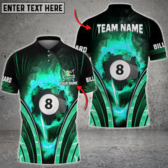 Maxcorners Billiards 8 Ball Fire Smoke Multi Color Options Customized Name 3D Shirt