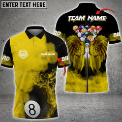 Maxcorners Billiards Angel Wings Multicolor Option Customized Name 3D Shirt