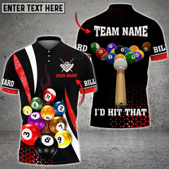 Maxcorners Billiards I'd Hit That Multi Color Options Customized Name 3D Shirt
