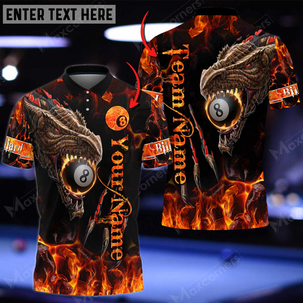 Maxcorners Billiards Fire Dragon Customized Name 3D Shirt