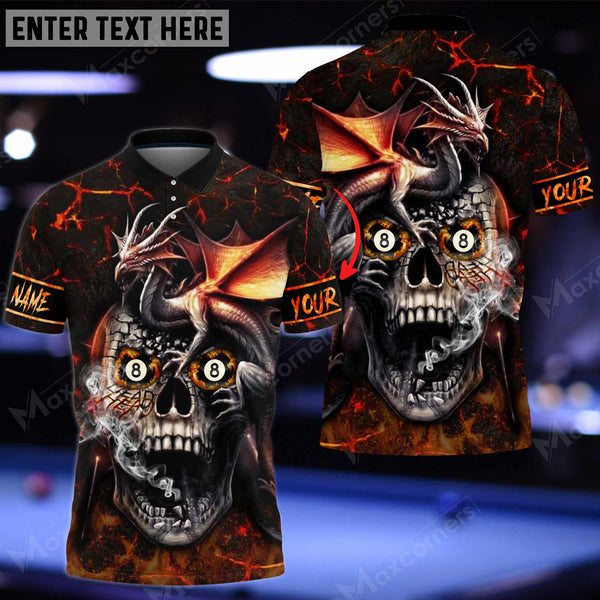 Maxcorners Billiards Dragon And Skull Customized Name 3D Shirt