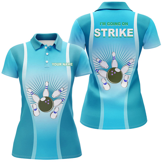 Maxcorners Bowling And Pins Multicolor Option Customized Name 3D Shirt For Women