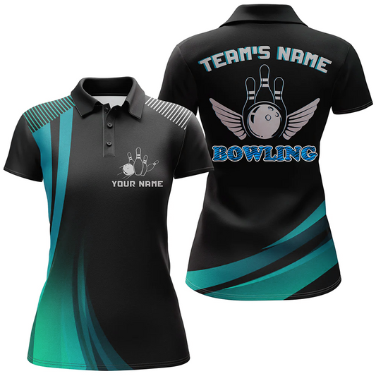 Maxcorners Bowling And Pins Multicolor Option Customized Name 3D Shirt For Women