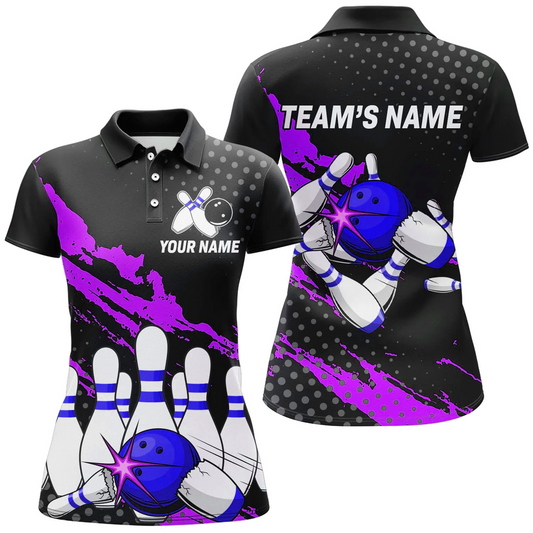 Maxcorners Bowling And Pins Multicolor Option Customized Name 3D Shirt For Women