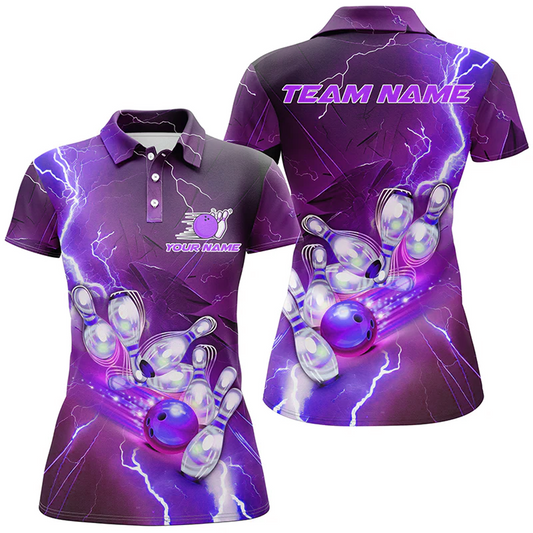 Maxcorners Bowling And Pins Multicolor Option Customized Name 3D Shirt For Women