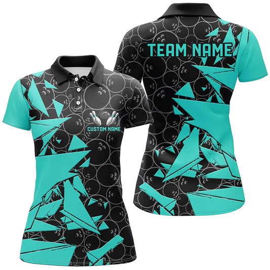 Maxcorners Bowling And Pins Pattern Bowlers Multicolor Option Customized Name 3D Shirt For Women
