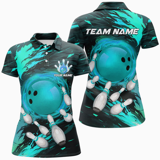 Maxcorners Bowling Ball & Pins Maximum Motivation Multicolor Option Customized Name 3D Shirt For Women