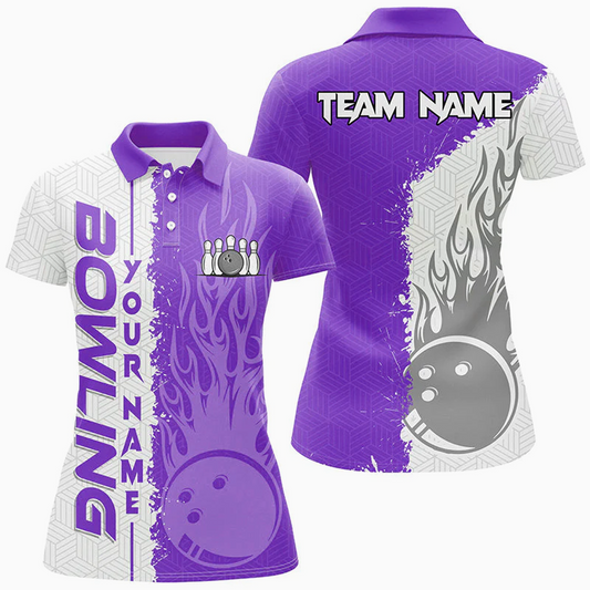 Maxcorners Bowling Ball & Pins Team league Jerseys Multicolor Option Customized Name 3D Shirt For Women