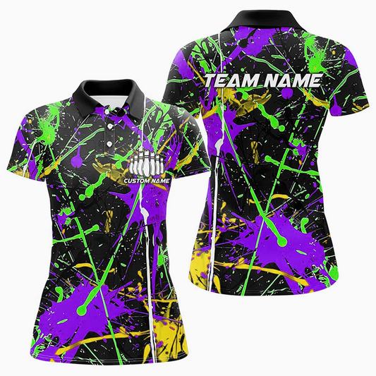 Maxcorners Bowling Ball And Pins Colorful Multicolor Option Customized Name 3D Shirt For Women