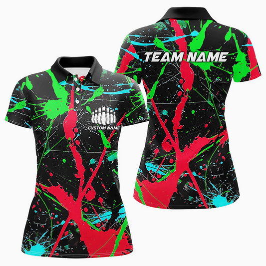 Maxcorners Bowling Ball And Pins Colorful Ver 2 Multicolor Option Customized Name 3D Shirt For Women