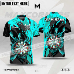Maxcorners Darts Water & Fire Multicolor Option Customized Name 3D Shirt