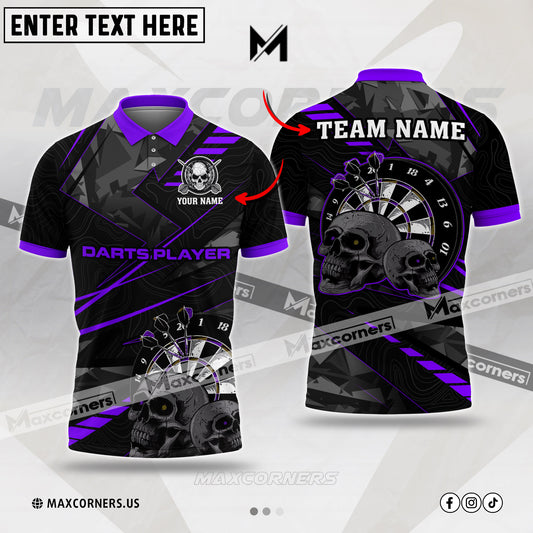 Maxcorners Darts Cool Skull Multicolor Option Customized Name 3D Shirt