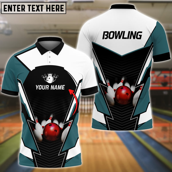 Maxcorners Blue Navy Bowling Premium Customized Name 3D Shirt