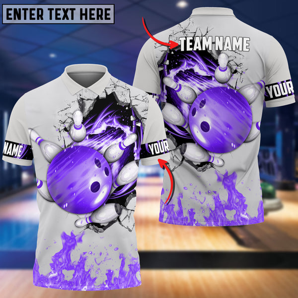 Maxcorners Bowling And Pins Break Multicolor Customized Name 3D Shirt