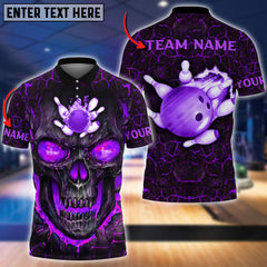 Maxcorners Bowling Flame Skull Pattern Multicolor Option Customized Name 3D Shirt