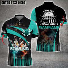 Maxcorners Strike Bowling King Multicolor Option Customized Name 3D Shirt