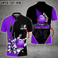 Maxcorners Bowling And Pins Piercing Multicolor Option Customized Name 3D Shirt