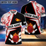 Maxcorners Bowling Flame Red Smoke Pattern Premium Customized Name 3D Shirt