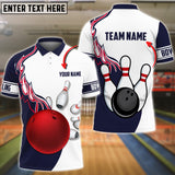 Maxcorners Red Big Bowling Ball Flame Pattern Customized Name 3D Shirt