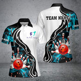 Maxcorners Bowling Smoke Pattern Customized Name & Logo Polo Shirt