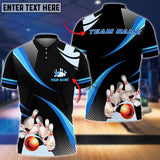 Maxcorners Orange Bowling Ball And Pins Blue Pattern Classic Customized Name All Over Printed Shirt