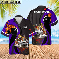 Maxcorners Bowling And Pins Water Flow Multicolor Option Customized Name Hawaiian Shirt