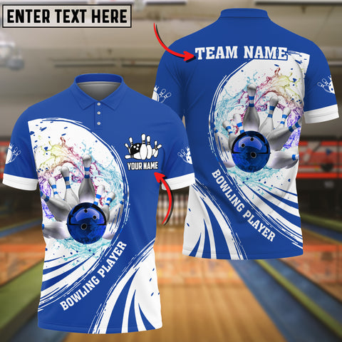 Maxcorners Bowling Ball Crashing The Pins Water Pattern Multicolor Option Customized Name All Over Printed Shirt