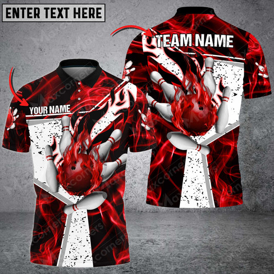 Maxcorners Bowling Fire Destroys Darkness Multicolor Option Customized Name 3D Shirt (5 Colors)