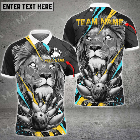 Maxcorners Bowling Ball & Pins Legend Of The Lion King Multicolor Option Customized Name 3D Shirt (4 Colors)