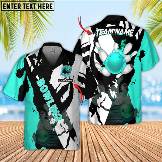 Maxcorners Bowling Ball And Pins Cracks Of Time Multicolor Option Customized Name Hawaiian Shirt (6 Colors)