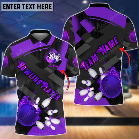 Maxcorners Bowling Flame Tex Multicolor Option Customized Name 3D Shirt