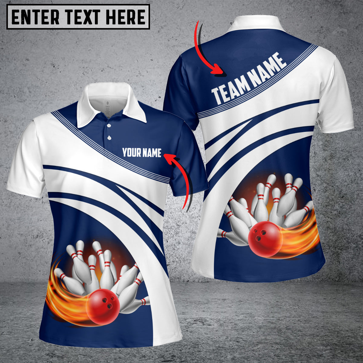 Maxcorners Navy Bowling Ball Premium Customized Name 3D Shirt For Wome