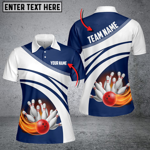 Maxcorners Navy Bowling Ball Premium Customized Name 3D Shirt For Women