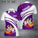 Maxcorners Purple Bowling Ball Premium Customized Name 3D Shirt For Women