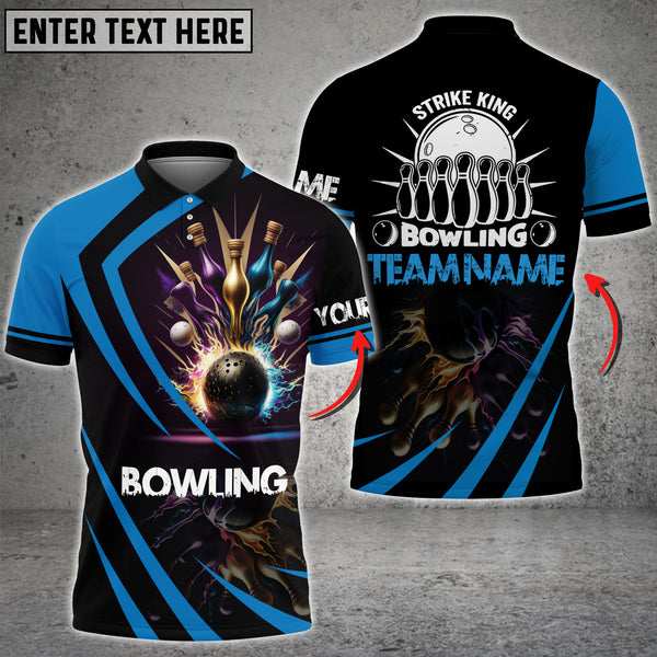 Maxcorners Strike King Bowling Multicolor Option Customized Name 3D Shirt